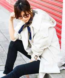 2WAYミドル丈ゆるトレンチコート スプリングコート ライトアウター