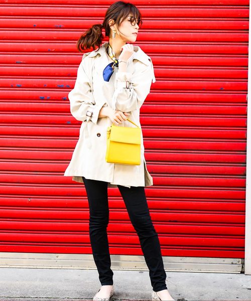 Fashion Letter（ファッションレター）の「2WAYミドル丈ゆるトレンチコート スプリングコート ライトアウター（トレンチコート・レディース・ブラック/ベージュ/ネイビー/サンドベージュ/ダークカーキ・M/L）」の9枚目の写真