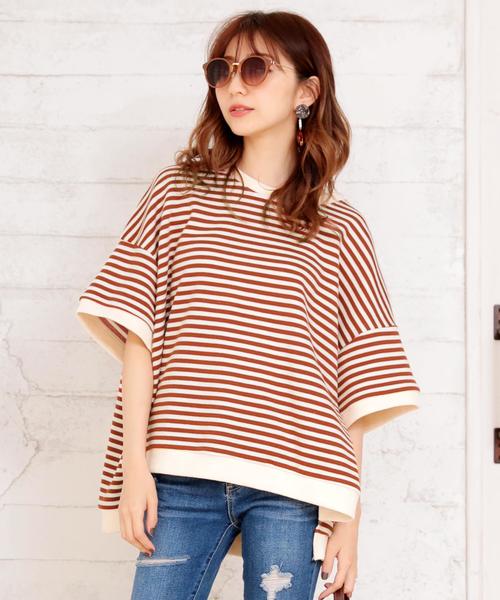 Girly Doll(ガーリードール)の「ボーダー柄ビックトレーナー(Tシャツ/カットソー・レディース・ブラック系その他/イエロー/ブラック/イエロー系その他/グリーン系その他/グリーン/キャメル/ブルー/イエロー系その他2/グレー/ピンク/グレー系その他/ピンク系その他/グリーン系その他2/カーキ/ブルー系その他・FREE)」の13枚目の写真