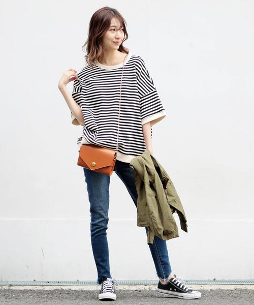 Girly Doll(ガーリードール)の「ボーダー柄ビックトレーナー(Tシャツ/カットソー・レディース・ブラック系その他/イエロー/ブラック/イエロー系その他/グリーン系その他/グリーン/キャメル/ブルー/イエロー系その他2/グレー/ピンク/グレー系その他/ピンク系その他/グリーン系その他2/カーキ/ブルー系その他・FREE)」の19枚目の写真