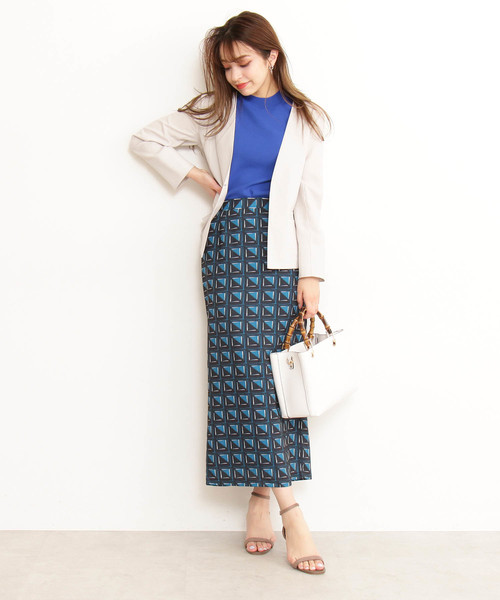 N.（N. Natural Beauty Basic）（エヌエヌナチュラルビューティーベーシック）の「アフリカンプリントタイトマキシスカート（スカート・レディース・ブルー系その他/オレンジ系その他・MEDIUM）」の11枚目の写真