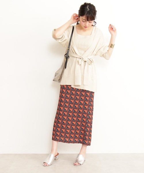 N.（N. Natural Beauty Basic）（エヌエヌナチュラルビューティーベーシック）の「アフリカンプリントタイトマキシスカート（スカート・レディース・ブルー系その他/オレンジ系その他・MEDIUM）」の10枚目の写真