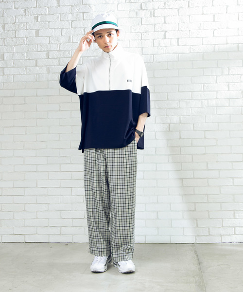 WEGO（ウィゴー）の「WEGO/ドルマンビッグシルエットスリーブハーフジップ7分袖プルオーバー（Tシャツ/カットソー・メンズ・ベージュ/ネイビー・MEDIUM/LARGE）」の7枚目の写真