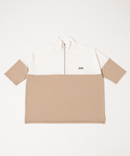 WEGO（ウィゴー）の「WEGO/ドルマンビッグシルエットスリーブハーフジップ7分袖プルオーバー（Tシャツ/カットソー・メンズ・ベージュ/ネイビー・MEDIUM/LARGE）」の12枚目の写真