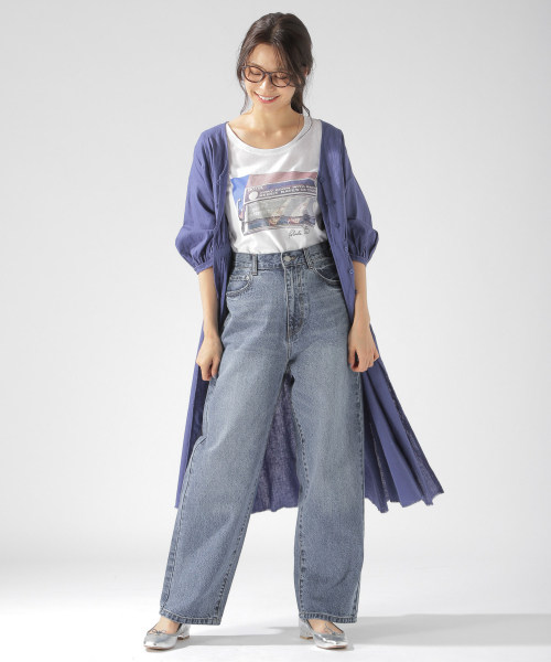 BAYFLOW（ベイフロー）の「ルーズストレートデニム 19AW（デニムパンツ・レディース・オフホワイト/ネイビー/ブラック/ブルー・MEDIUM/LARGE/SMALL）」の9枚目の写真
