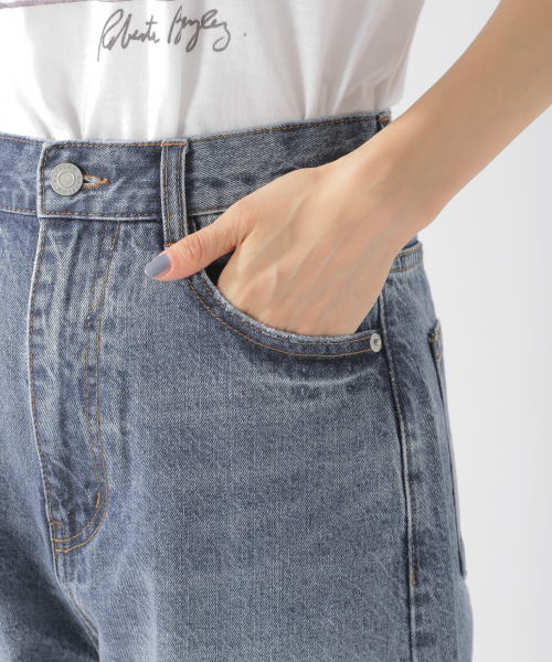 BAYFLOW（ベイフロー）の「ルーズストレートデニム 19AW（デニムパンツ・レディース・オフホワイト/ネイビー/ブラック/ブルー・MEDIUM/LARGE/SMALL）」の6枚目の写真