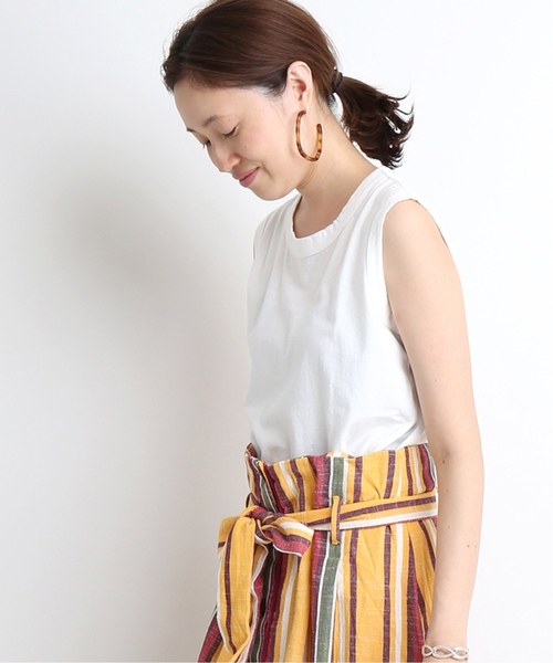 SLOBE IENA（スローブイエナ）の「ORCIVAL JERSEY ノースリーブTシャツ◆（Tシャツ/カットソー・レディース・ホワイト/ライトグレー/ブラック/ベージュ/レンガ/スカイブルー・FREE）」の2枚目の写真