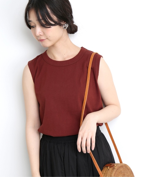 SLOBE IENA（スローブイエナ）の「ORCIVAL JERSEY ノースリーブTシャツ◆（Tシャツ/カットソー・レディース・ホワイト/ライトグレー/ブラック/ベージュ/レンガ/スカイブルー・FREE）」の6枚目の写真