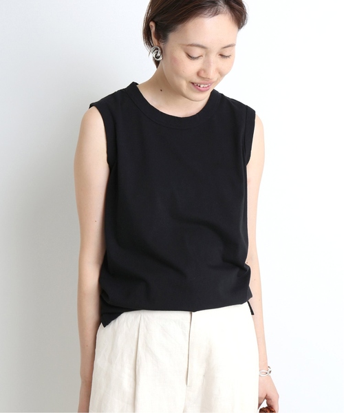 SLOBE IENA（スローブイエナ）の「ORCIVAL JERSEY ノースリーブTシャツ◆（Tシャツ/カットソー・レディース・ホワイト/ライトグレー/ブラック/ベージュ/レンガ/スカイブルー・FREE）」の3枚目の写真