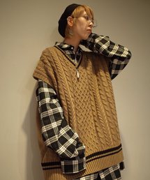 AFYF | 【ビッグシルエット】AFYF 2019AWDS CABLE KNIT VEST/オーバーサイズケーブルニットベスト(ニット/セーター)