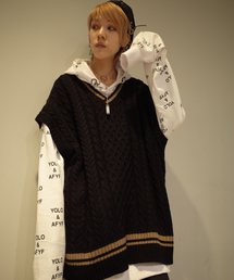 AFYF | 【ビッグシルエット】AFYF 2019AWDS CABLE KNIT VEST/オーバーサイズケーブルニットベスト(ニット/セーター)