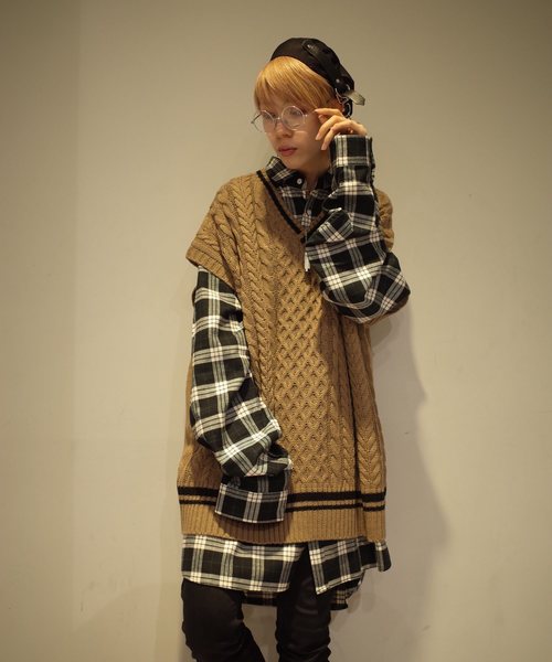 AFYF（エーエフワイエフ）の「【ビッグシルエット】AFYF 2019AWDS CABLE KNIT VEST/オーバーサイズケーブルニットベスト（ニット/セーター・レディース・ホワイト/ベージュ/ブラック・FREE）」の22枚目の写真