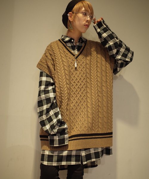 AFYF（エーエフワイエフ）の「【ビッグシルエット】AFYF 2019AWDS CABLE KNIT VEST/オーバーサイズケーブルニットベスト（ニット/セーター・レディース・ホワイト/ベージュ/ブラック・FREE）」の20枚目の写真