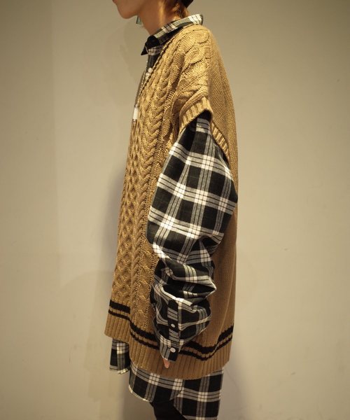AFYF（エーエフワイエフ）の「【ビッグシルエット】AFYF 2019AWDS CABLE KNIT VEST/オーバーサイズケーブルニットベスト（ニット/セーター・レディース・ホワイト/ベージュ/ブラック・FREE）」の17枚目の写真