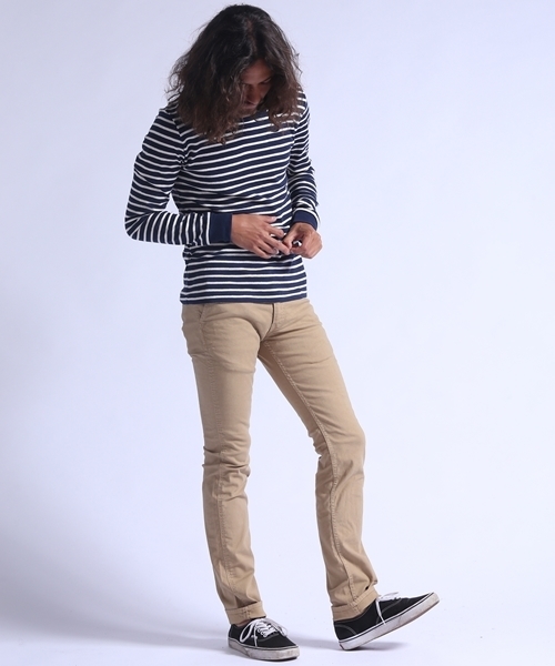 CAMBIO（カンビオ）の「mlt1173-Magine×CAMBIOコラボ 　デザートボーダーUネックL/S（Tシャツ/カットソー・メンズ・ネイビー/ブラック・44/46/48）」の13枚目の写真