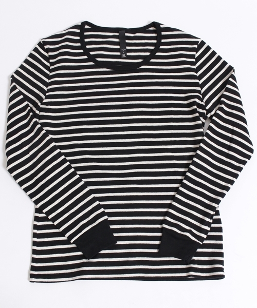 CAMBIO（カンビオ）の「mlt1173-Magine×CAMBIOコラボ 　デザートボーダーUネックL/S（Tシャツ/カットソー・メンズ・ネイビー/ブラック・44/46/48）」の11枚目の写真