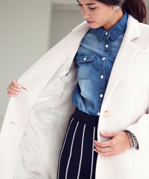 Jewel Changes（ジュエルチェンジズ）の「JCT 14FW  チェスターコート（チェスターコート・レディース・ナチュラル/ブラック/グレー・36/38）」の8枚目の写真