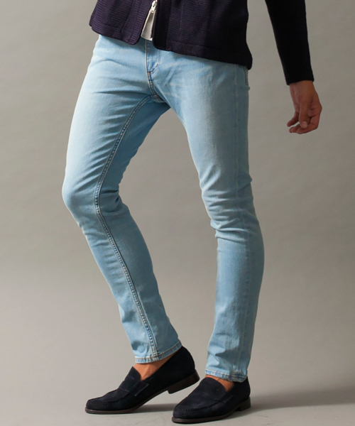 BEAUTY&YOUTH UNITED ARROWS(ビューティーアンドユースユナイテッドアローズ)の「【WEB限定】by ∴ シェービング デニム スキニー パンツ◆(デニムパンツ・メンズ・ネイビー/ライトブルー・MEDIUM/SMALL/X-LARGE/LARGE)」の6枚目の写真