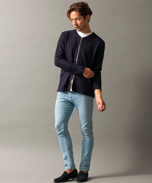 BEAUTY&YOUTH UNITED ARROWS(ビューティーアンドユースユナイテッドアローズ)の「【WEB限定】by ∴ シェービング デニム スキニー パンツ◆(デニムパンツ・メンズ・ネイビー/ライトブルー・MEDIUM/SMALL/X-LARGE/LARGE)」の7枚目の写真