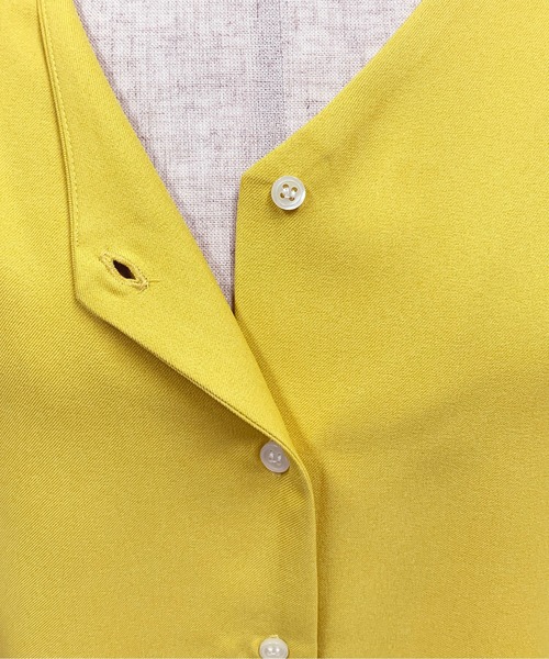 BE NEAT（ビーニート）の「【日本製】Vネックカーディガン風シャツ（シャツ/ブラウス・レディース・オフホワイト/イエロー・M）」の16枚目の写真