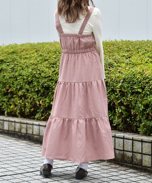 PairPair（ペアペア）の「無地＆花柄＆ドット柄ティアードジャンパースカート（ジャンパースカート・レディース・ブラック/ベージュ/モカ/ライトベージュ・FREE）」の10枚目の写真