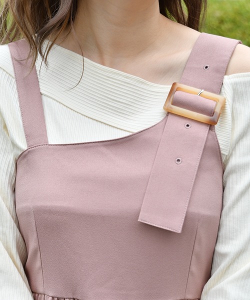 PairPair（ペアペア）の「無地＆花柄＆ドット柄ティアードジャンパースカート（ジャンパースカート・レディース・ブラック/ベージュ/モカ/ライトベージュ・FREE）」の17枚目の写真