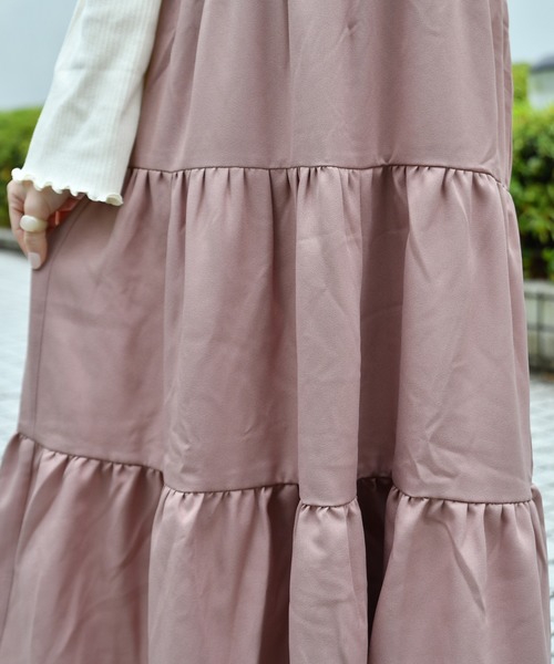 PairPair（ペアペア）の「無地＆花柄＆ドット柄ティアードジャンパースカート（ジャンパースカート・レディース・ブラック/ベージュ/モカ/ライトベージュ・FREE）」の19枚目の写真