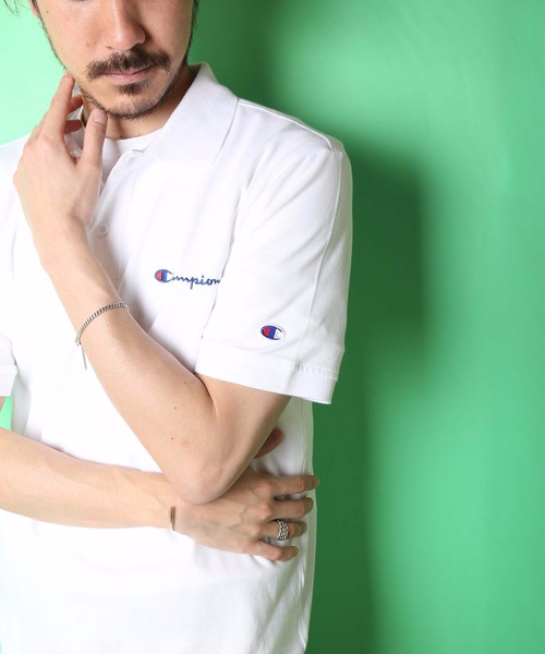Champion チャンピオン 別注スクリプトロゴポロシャツ ｃ８ ｒ３３１ ワンポイント ブランドロゴ 刺繍