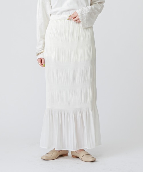 mystic（ミスティック）の「マジョリカプリーツスカート/ロングスカート/マーメイドスカート/フォーマル（スカート・レディース・ベージュ/オフホワイト/ブラック・FREE）」の6枚目の写真