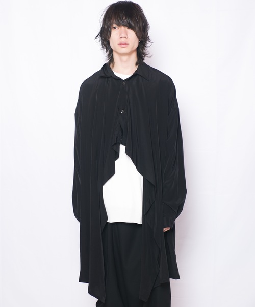 GGD（ジージーディー）の「GGD / 日本製エステルデザインシャツコート（シャツ/ブラウス・メンズ・ホワイト/ブラック・FREE）」の11枚目の写真