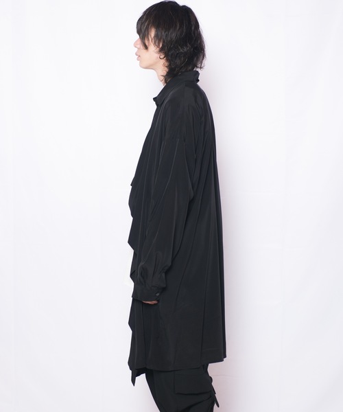 GGD（ジージーディー）の「GGD / 日本製エステルデザインシャツコート（シャツ/ブラウス・メンズ・ホワイト/ブラック・FREE）」の12枚目の写真