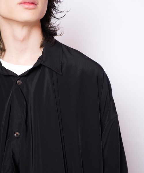 GGD（ジージーディー）の「GGD / 日本製エステルデザインシャツコート（シャツ/ブラウス・メンズ・ホワイト/ブラック・FREE）」の15枚目の写真