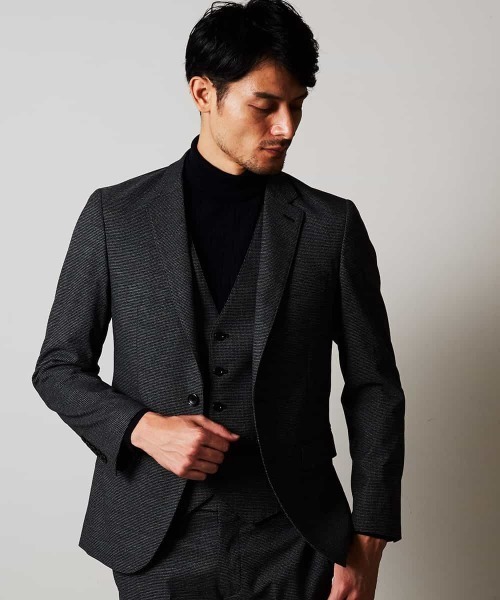 MICHEL KLEIN HOMME   （ミッシェルクランオム）の「ジャケット（ソフトサーモハウンドツース）（テーラードジャケット・メンズ・チャコールグレー/グレー・46/48/51/52）」の2枚目の写真