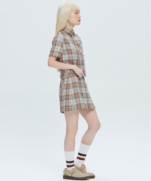 ROMANTIC CROWN（ロマンティッククラウン）の「【GNAC / ROMANTIC CROWN】GNAC CHECK HALF SHIRT / ジーナック ロマンティッククラウン チェック ハーフ シャツ（シャツ/ブラウス・レディース・グリーン/ブラウン/ピンク・MEDIUM/SMALL）」の8枚目の写真