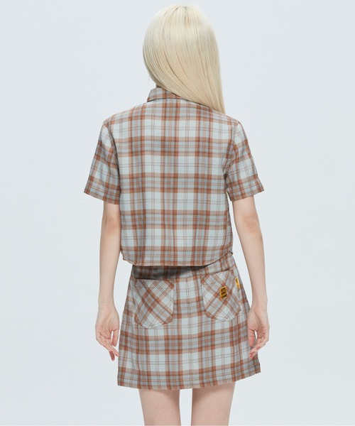 ROMANTIC CROWN（ロマンティッククラウン）の「【GNAC / ROMANTIC CROWN】GNAC CHECK HALF SHIRT / ジーナック ロマンティッククラウン チェック ハーフ シャツ（シャツ/ブラウス・レディース・グリーン/ブラウン/ピンク・MEDIUM/SMALL）」の6枚目の写真