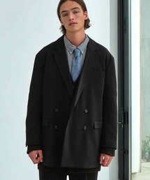 EMMA CLOTHES | 【セットアップ】梨地ルーズリラックス ダブルテーラードジャケット＆ワンタックフレアスラックスパンツ EMMA CLOTHES(セットアップ)