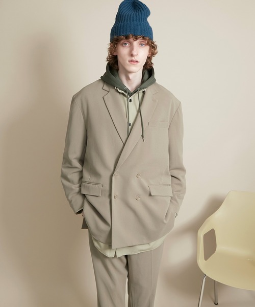 セール Clothes 梨地ルーズリラックス Clothes ドレープ Emma セットアップ ダブルテーラードジャケット ワンタックフレアスラックスパンツ Emma aw セットアップ Emma ドレープ Clothes エマクローズ のファッション