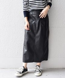 SHIPS（シップス）の「〈手洗い可能〉フェイクレザースカート◇（スカート）」