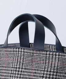【2716】美品 LUDLOW /ラドロー ツイードチェックバッグラウンドトート 2716】美品 LUDLOW /ラドロー ツイードチェックバッグラウンド