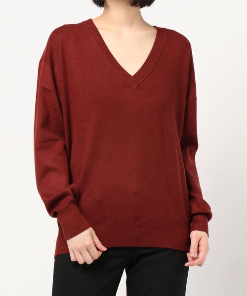 AMERICAN HOLIC（アメリカンホリック）の「深Vネックニットプルオーバー　＊（ニット/セーター・レディース・ブラック/ベージュ/オフホワイト/ブルー/モカ/テラコッタ・M/L）」の12枚目の写真