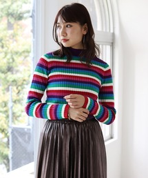 BeAMS DOT | 【WEB限定】BeAMS DOT / ハイネック マルチボーダーニット(ニット/セーター)