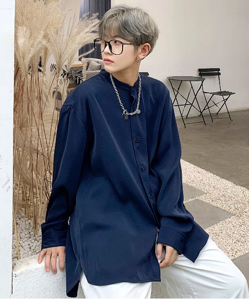 早い者勝ち！STONE  ブラック ノーカラーポロ ビックシルエット neos（ネオス）の「【neos -addictive design-】ビッグ