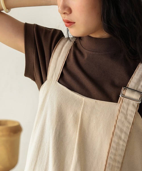 Bab（バブ）の「USコットンモックネックフレンチＴシャツ（Tシャツ/カットソー・レディース・チャコールグレー/ブラック/パープル/ミント/グレー系その他/ブラウン/オフホワイト/オレンジ/ブルー・FREE）」の5枚目の写真
