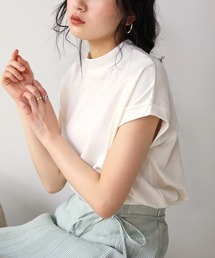 USコットンモックネックフレンチTシャツ