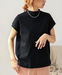 USコットンモックネックフレンチTシャツ