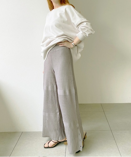 UNRELISH（アンレリッシュ）の「クロシェ編みニットワイドパンツ（その他パンツ・レディース・ダークグリーン/ラベンダー/アイボリー/ブラック・MEDIUM）」の22枚目の写真