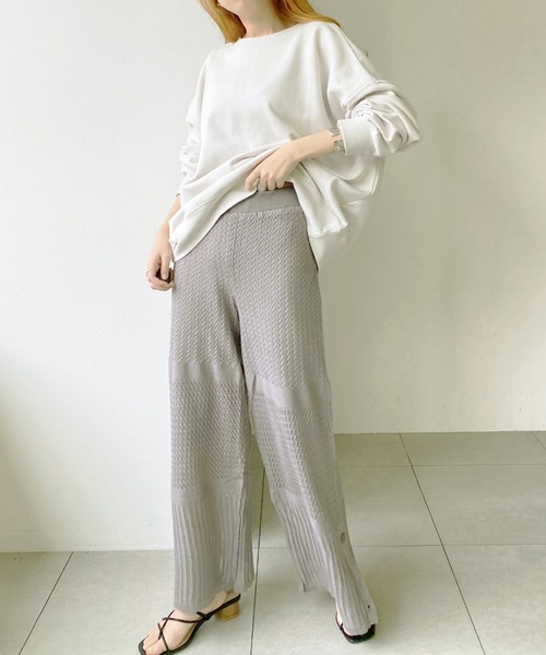 UNRELISH（アンレリッシュ）の「クロシェ編みニットワイドパンツ（その他パンツ・レディース・ダークグリーン/ラベンダー/アイボリー/ブラック・MEDIUM）」の21枚目の写真