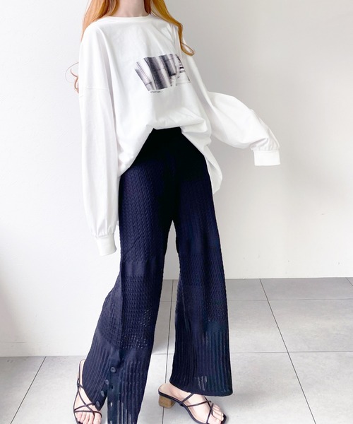 UNRELISH（アンレリッシュ）の「クロシェ編みニットワイドパンツ（その他パンツ・レディース・ダークグリーン/ラベンダー/アイボリー/ブラック・MEDIUM）」の20枚目の写真