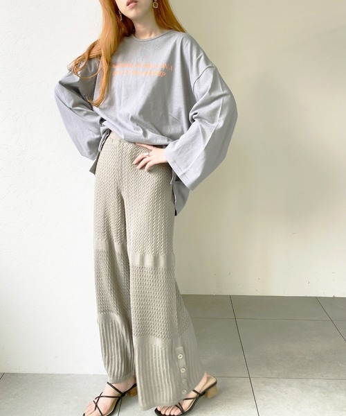 UNRELISH（アンレリッシュ）の「クロシェ編みニットワイドパンツ（その他パンツ・レディース・ダークグリーン/ラベンダー/アイボリー/ブラック・MEDIUM）」の18枚目の写真