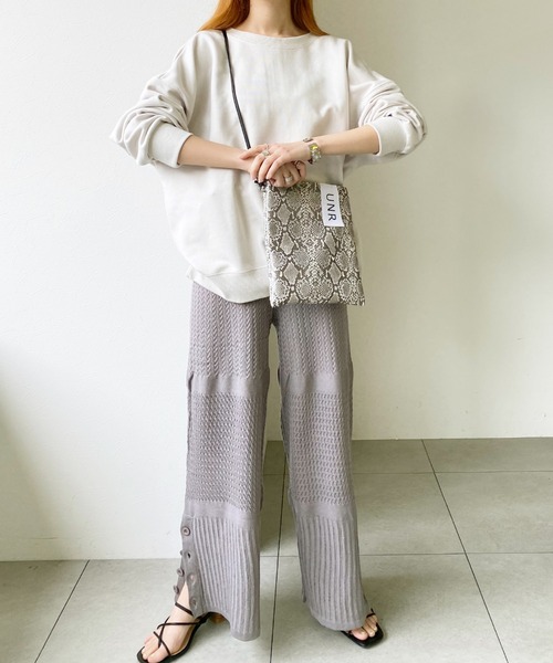 UNRELISH（アンレリッシュ）の「クロシェ編みニットワイドパンツ（その他パンツ・レディース・ダークグリーン/ラベンダー/アイボリー/ブラック・MEDIUM）」の17枚目の写真